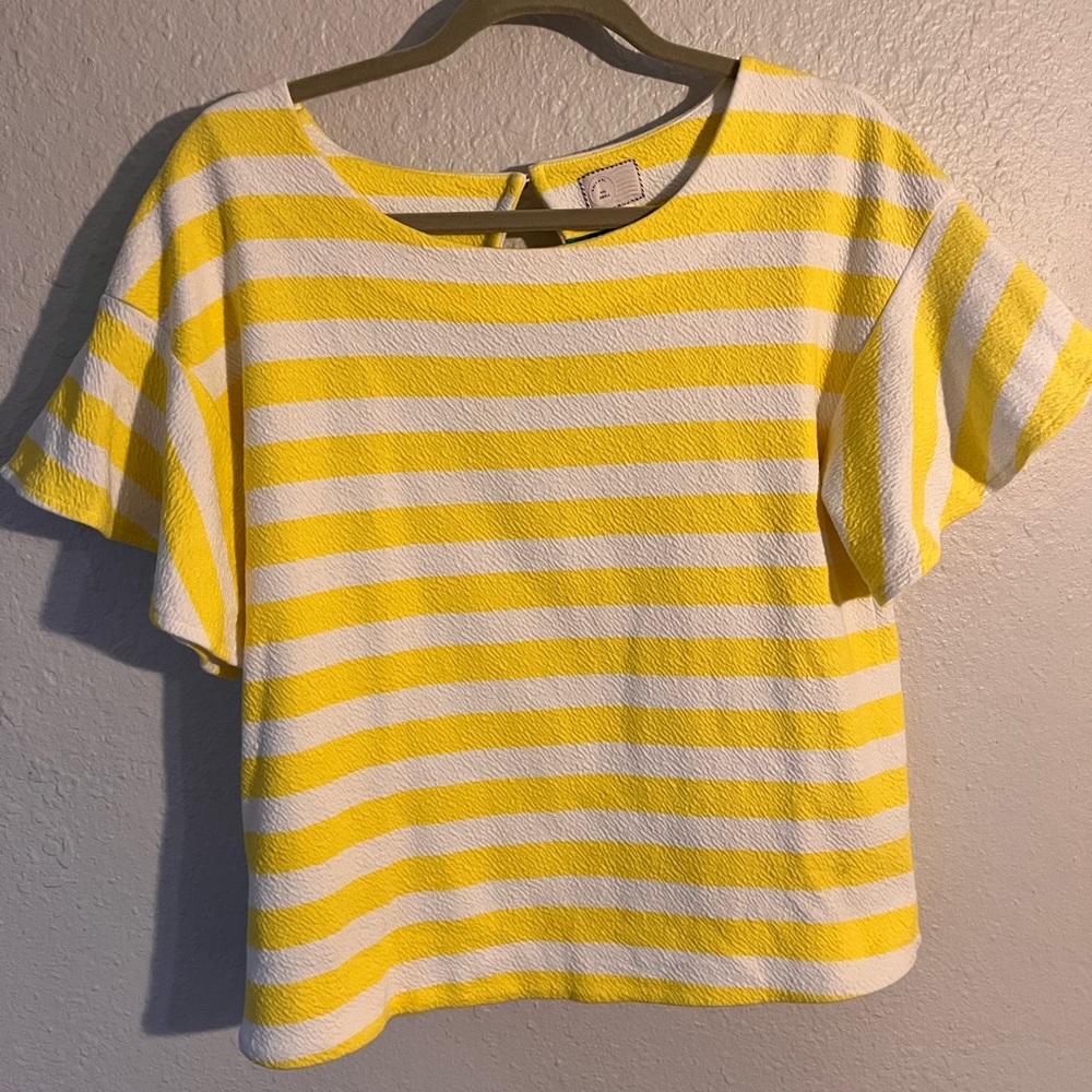 Anthropologie Postage Stamp Brand Yellow Striped Top Gem